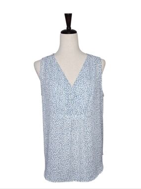 LOFT Outlet Della Robbia Blue Speckled V-neck Sleeveless Blouse Size M
